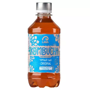 Чай Kombucha черный Lava Superfood 0.33 литра, газ, пэт, 12 шт. в уп.