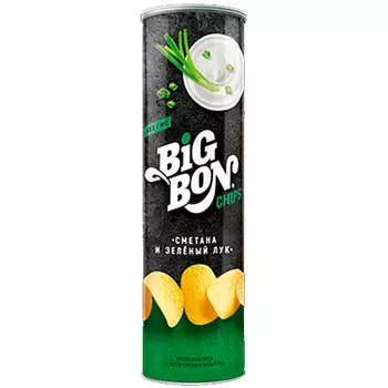 Чипсы Big Bon сметана и зеленый лук тубус 130 гр