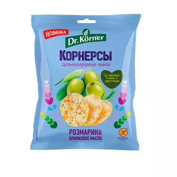 Чипсы Dr.Korner цельнозерновые кукурузно-рисовые с оливковым маслом и розмарином 50 г