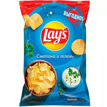 Чипсы Lays Сметана и зелень 225 гр