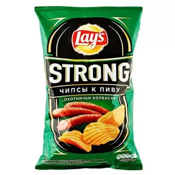 Чипсы Lays Strong охотничьи колбаски 145 гр