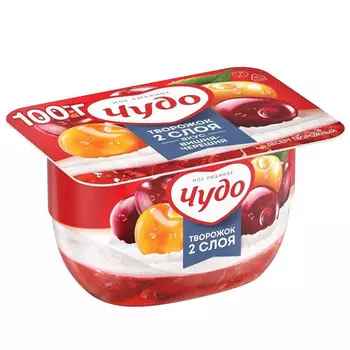 Десерт Чудо творожок 2 слоя вишня-черешня БЗМЖ 4,2% 100 гр