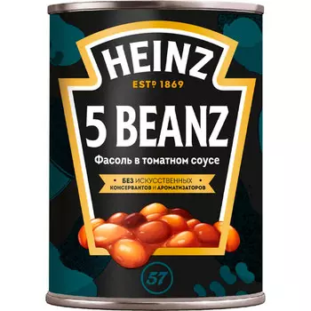 Фасоль 5 сортов HEINZ томатном соусе 415 гр