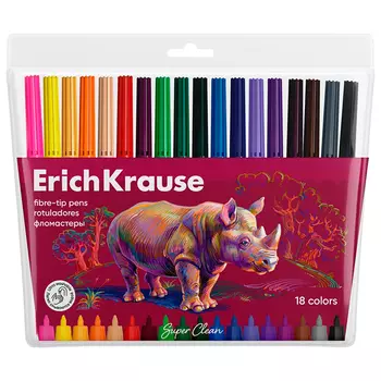 Фломастеры Erich Krause Safari Ultra Washable 18 цветов