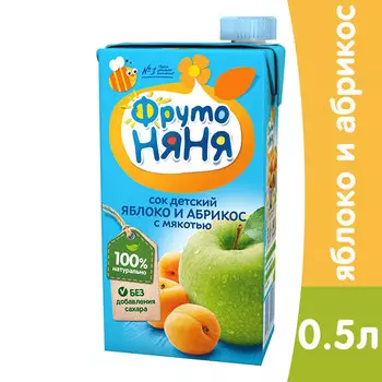 ФрутоНяня яблоко / абрикос с мякотью 0,5л (6шт)