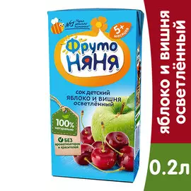 Сок ФрутоНяня яблоко / вишня 0.2 литра, 9 шт. в уп.