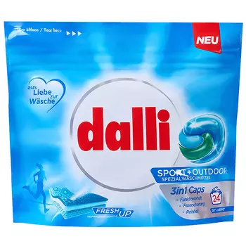 Гель-капсулы для стирки Dalli Sport +Outdoor 3в1 для стирки спортивной и туристической одежды 24 шт