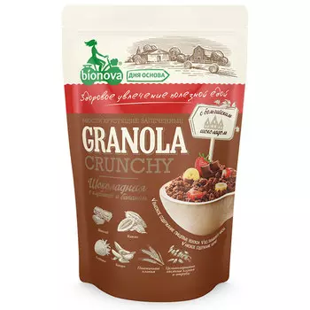 Гранола шоколадная с клубникой и бананом Bionova 400 гр