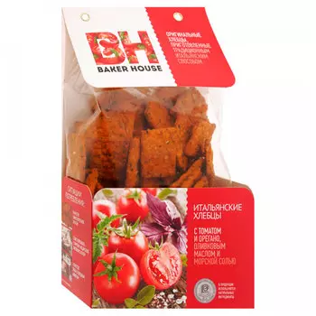 Хлебцы Baker House Итальянские с томатом орегано, оливковым маслом и морской солью 250 гр