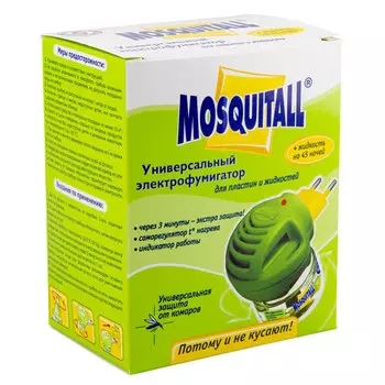 Электрофумигатор c диодом + жидкость от комаров 45 ночей Универсальная защита Mosquitall