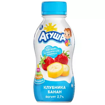 Йогурт Агуша питьевой клубника-банан с 8 месяцев 2,7% БЗМЖ 180 гр
