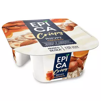 Йогурт Epica Crispy с карамелью БЗМЖ 4,8% 140 гр