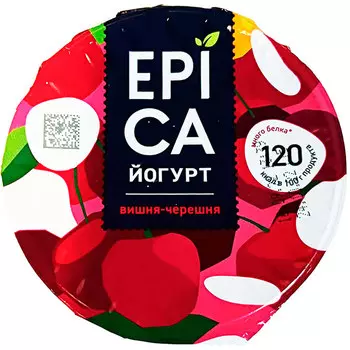 Йогурт Epica натуральный с вишней и черешней 4,8% БЗМЖ 130 гр