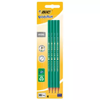 Карандаши BIC Evolution Original чёрно-графитовые без ластика 4 шт