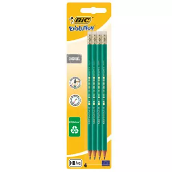 Карандаши BIC Evolution Original чёрно-графитовые с ластиком 4 шт