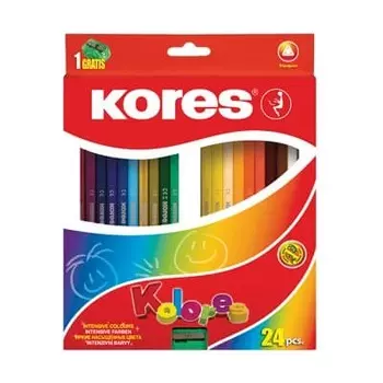 Карандаши Kores цветные 24 цвета с точилкой