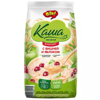 Каша Ого! овсяная с вишней и яблоком не требующая варки 350 гр