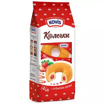 Колечки сдобные Kovis с клубничным джемом 240 гр
