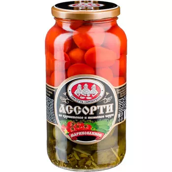 Корнишоны и томаты черри Скатерть-Самобранка маринованные 1415 мл