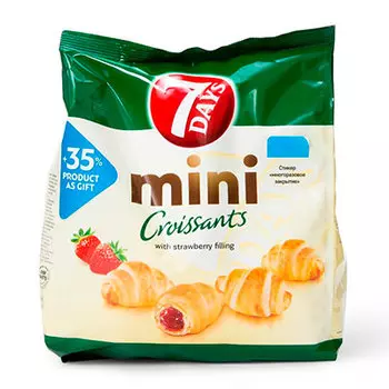 Круассаны 7 Days с клубничным джемом 200 гр