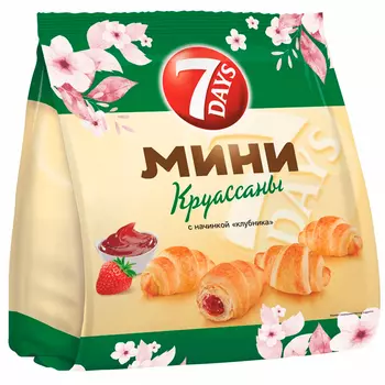 Круассаны 7Days Мини с клубничным джемом 265 гр