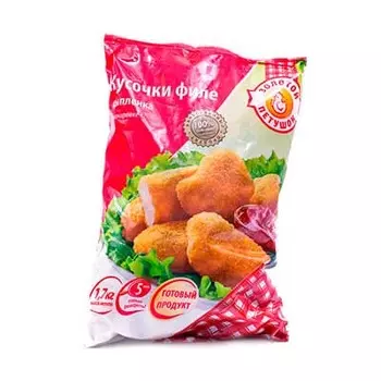 Кусочки куриного филе Золотой петушок в панировке 1,7 кг