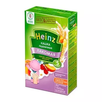 Лакомая кашка Heinz пшеничная с абрикосом, персиком и вишней 200 гр