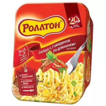 Лапша Роллтон с острой говядиной по-домашнему 90 гр