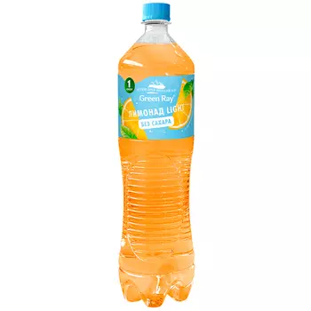Лимонад Green Ray апельсиновый, ПЭТ, 1,5 литра, газ, 6 шт. в уп.