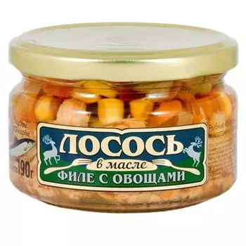 Лосось с овощами Вкусные консервы 190 гр