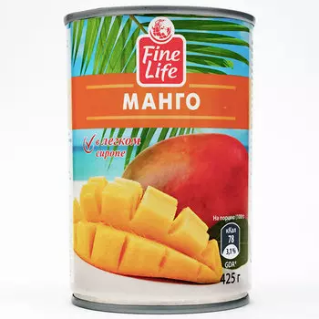 Манго Fine Life в лёгком сиропе 425 гр