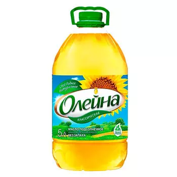 Масло Олейна подсолнечное рафинированное дезодорированное 5 литров