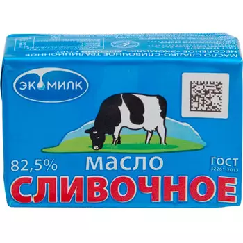 Масло сливочное Экомилк 82,5% БЗМЖ 180 гр