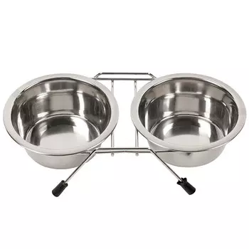 Миска двойная Duvo+ металическая на подставке 250 мл