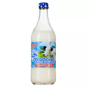 Молоко Можайское стерилизованное 3,2% БЗМЖ 0.45 литра, стекло