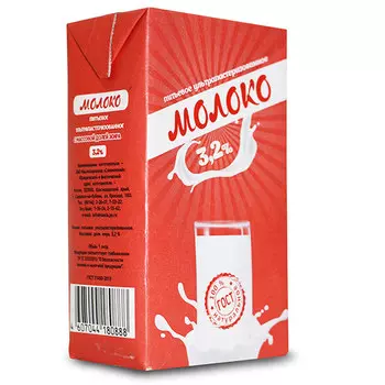 Молоко ОАО Славянский Ультрапастеризованное 3,2% БЗМЖ 1 литр 12 шт. в уп.