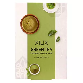 Набор масок для лица Xilix Green Tea Collagen Essence с коллагеном и экстрактом зеленого чая 10 шт х 25 мл