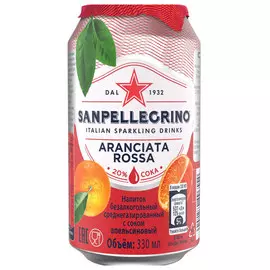 Напиток San Pellegrino красный апельсин 0.33 литра, газ, ж/б, 24 шт. в уп.