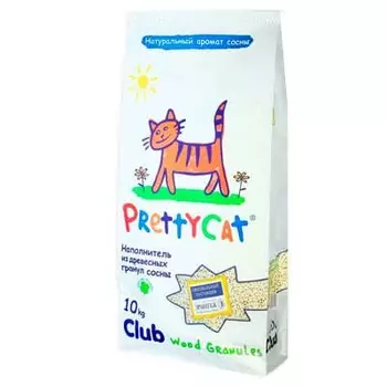 Наполнитель для кошачьих туалетов PrettyCat Wood Granules впитывающий древесный 10 кг