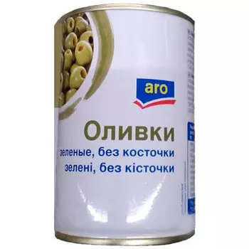 Оливки Aro зеленые без косточки 300 гр