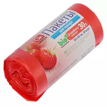 Пакеты для мусора Grifon биоразлагаемые с ароматом клубники 30л 30 шт