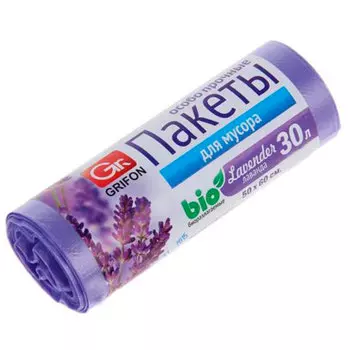 Пакеты для мусора Grifon биоразлагаемые с ароматом лаванды 30л 30 шт