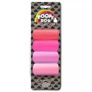 Пакеты для уборки за собакой Poopi Dog Радуга розовый 4 рулона по 15 шт