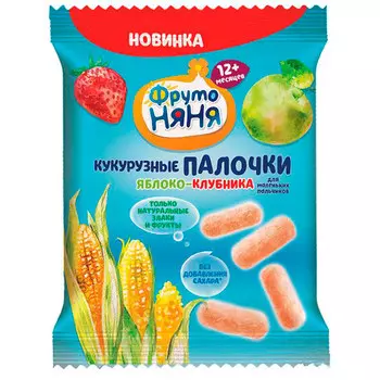 Палочки ФрутоНяня кукурузные яблоко-клубника 20 гр