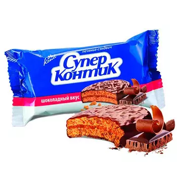Печенье Супер Контик сэндвич шоколадный вкус 100 гр