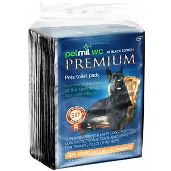 Пеленка Петмил впитывающая одноразовая с суперабсорбентом черная 60х60 (10 шт)