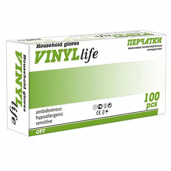 Перчатки Household gloves виниловые гипоаллергенные размер S 100 шт