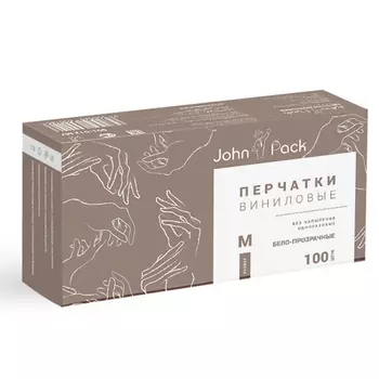 Перчатки John Pack виниловые размер M 100 шт