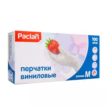 Перчатки Paclan виниловые размер М 100 шт