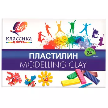 Пластилин Луч Классика 24 цвета+стек 480 гр